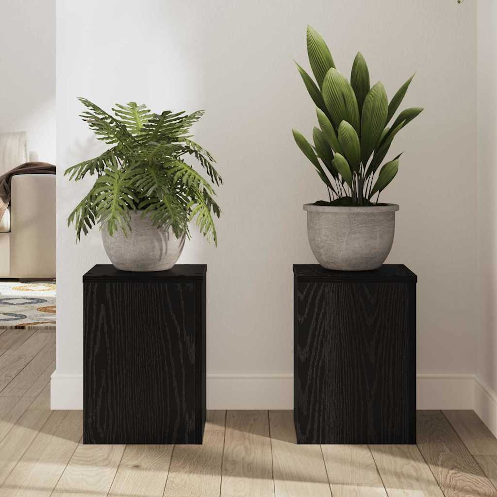 Növényállvány 2 pcs fekete tölgy 25 x 25 x 35 cm faanyag