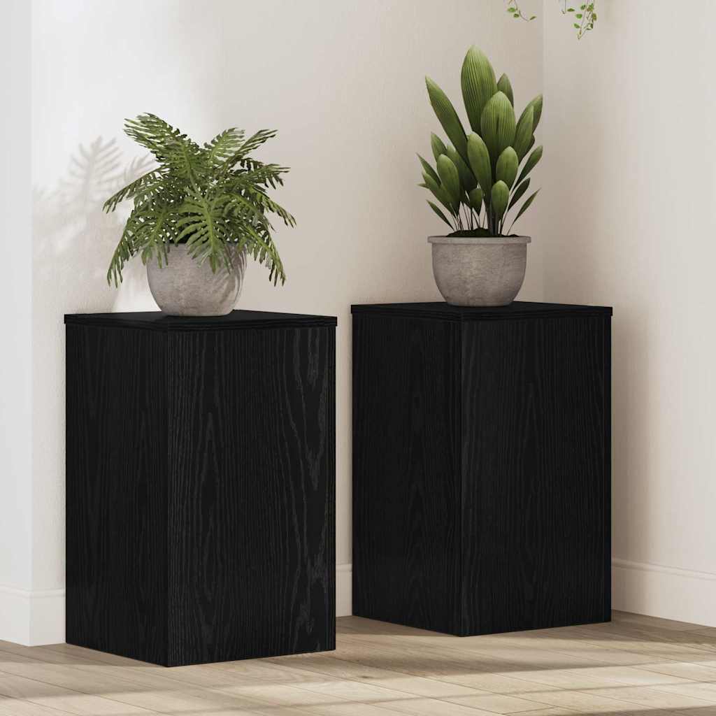 Növényállvány 2 pcs fekete tölgy 30 x 30 x 50 cm faanyag