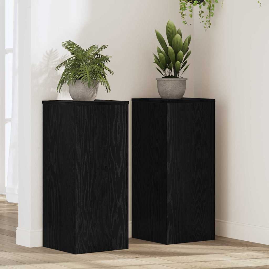Növényállvány 2 pcs fekete tölgy 30 x 30 x 70 cm faanyag