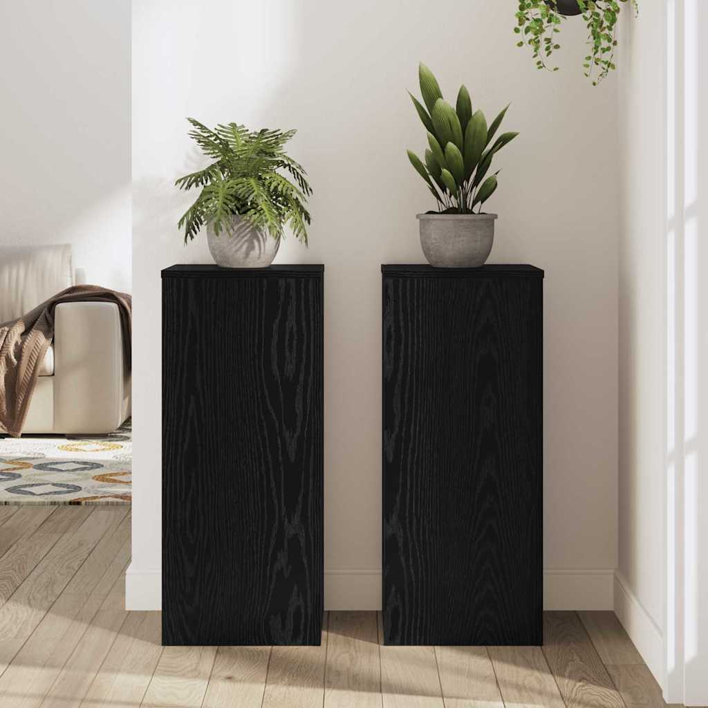 Növényállvány 2 pcs fekete tölgy 30 x 30 x 70 cm faanyag