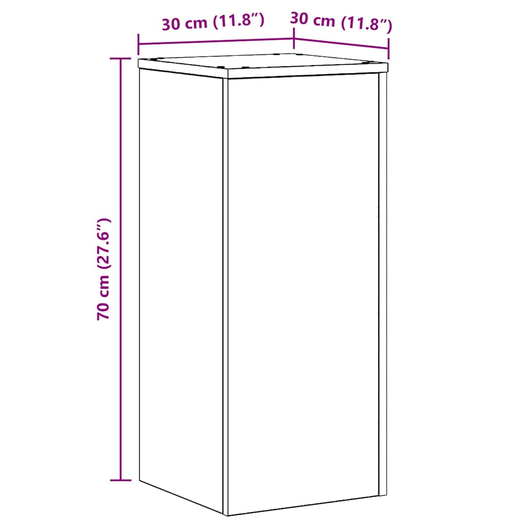 Növényállvány 2 pcs fekete tölgy 30 x 30 x 70 cm faanyag