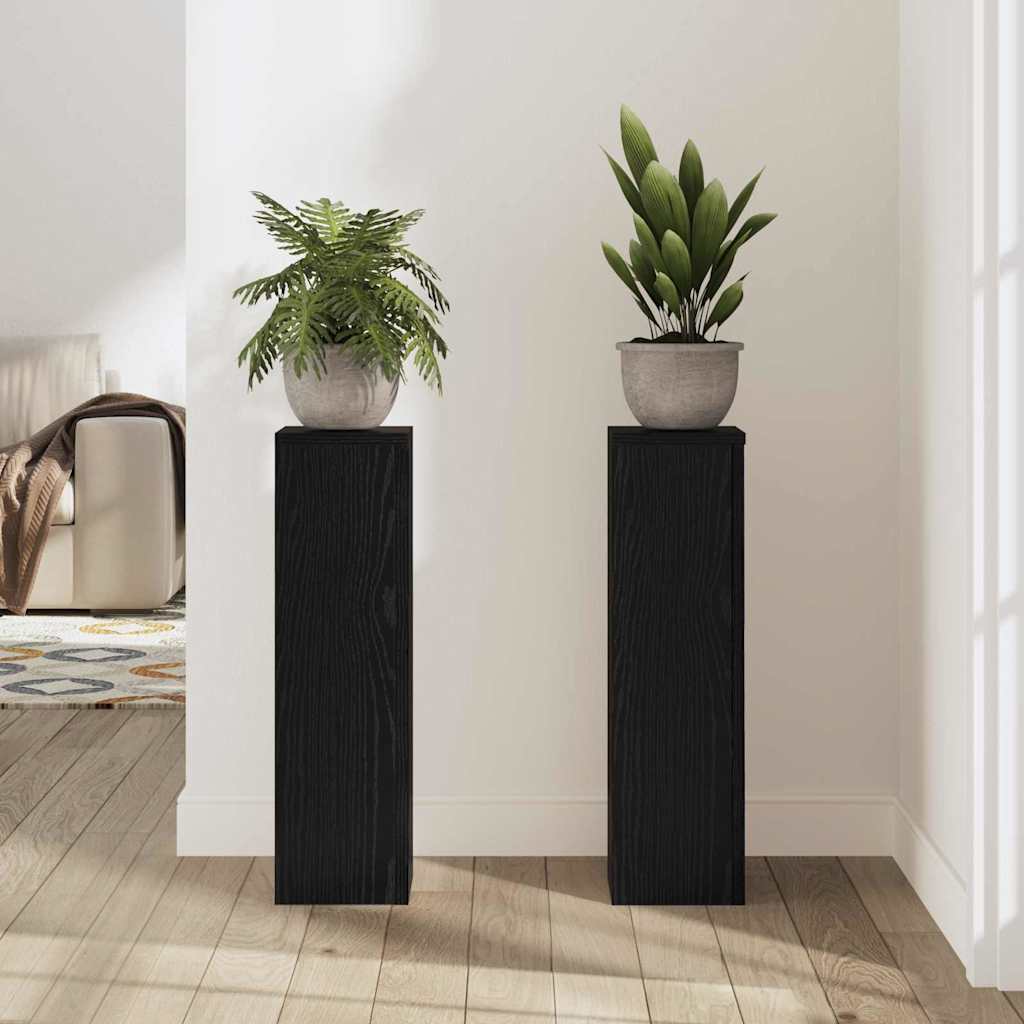 Növényállvány 2 pcs fekete tölgy 17 x 17 x 60 cm faanyag