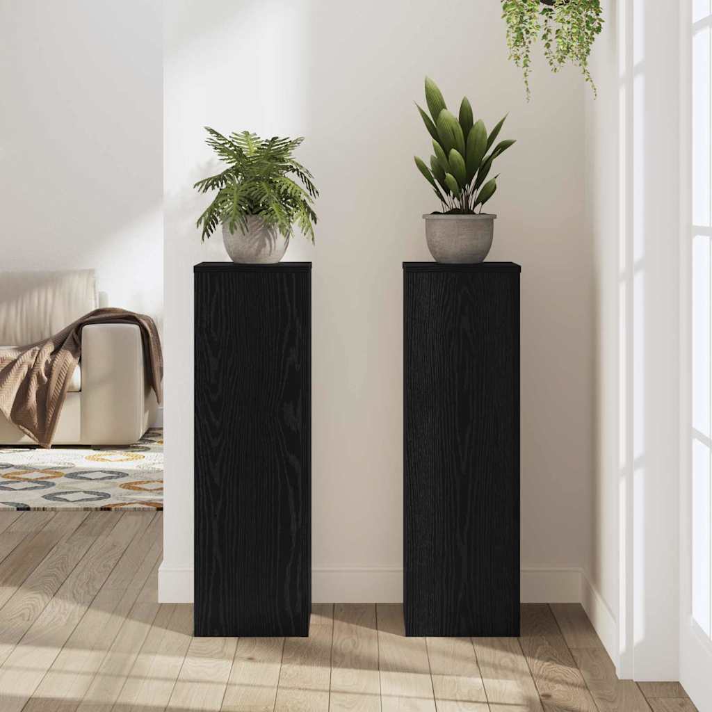 Növényállvány 2 pcs fekete tölgy 25 x 25 x 80 cm faanyag