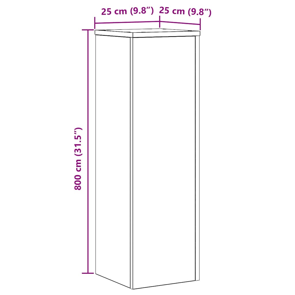 Növényállvány 2 pcs fekete tölgy 25 x 25 x 80 cm faanyag