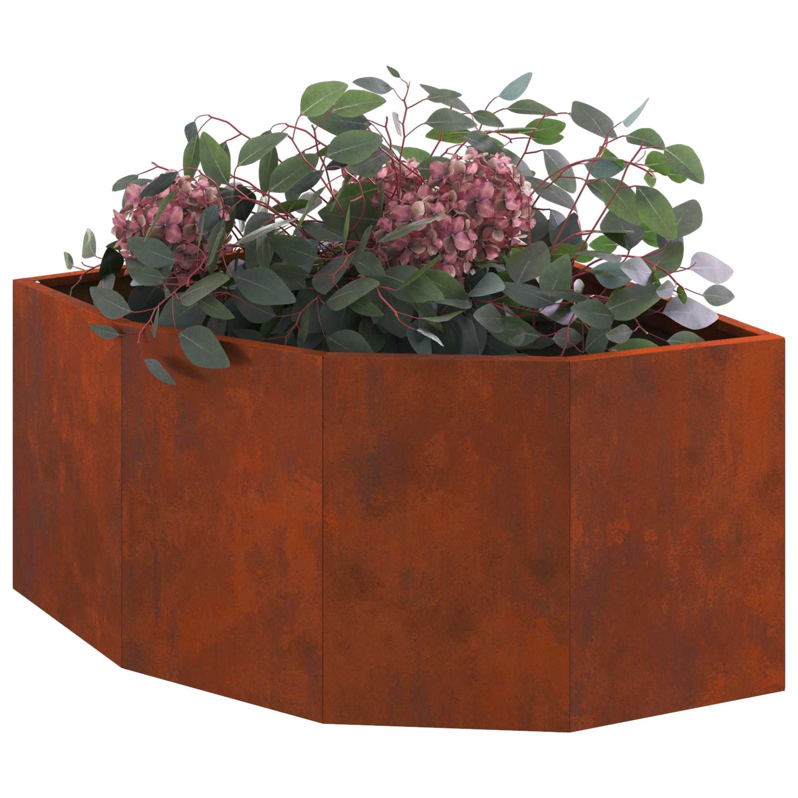 Sarok virágtartó rozsdás 60 x 60 x 35 cm időjárásálló acél