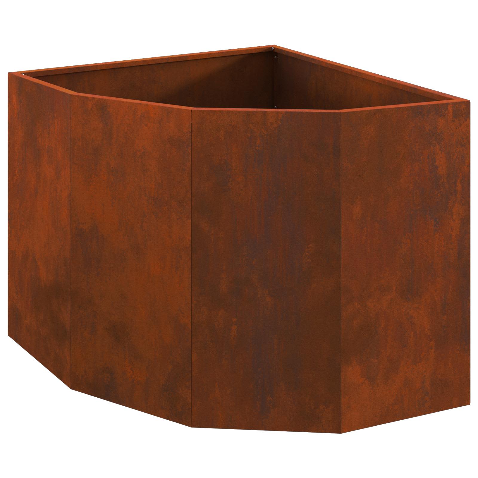 Sarok virágtartó rozsdás 60 x 60 x 50 cm időjárásálló acél