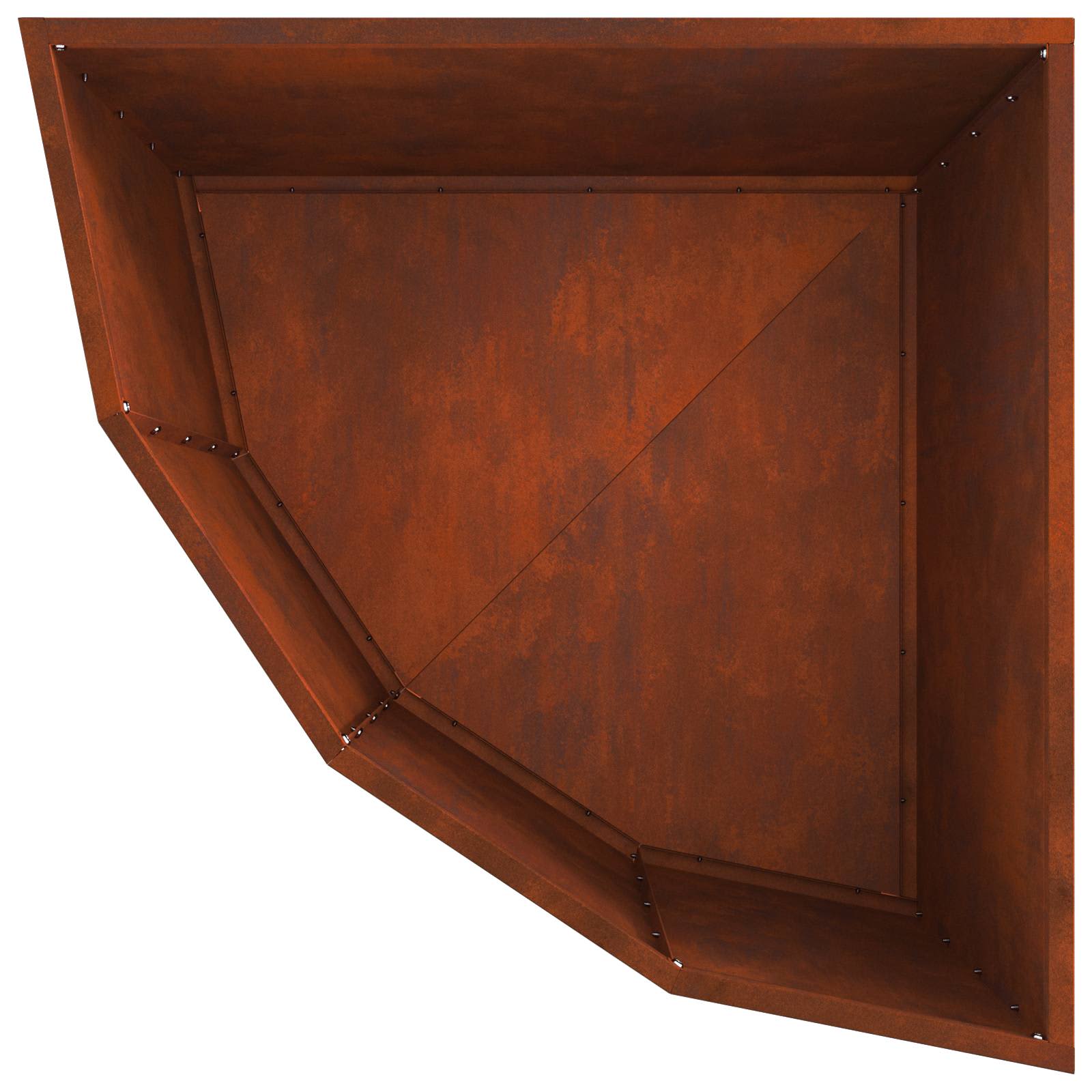 Sarok virágtartó rozsdás 60 x 60 x 50 cm időjárásálló acél