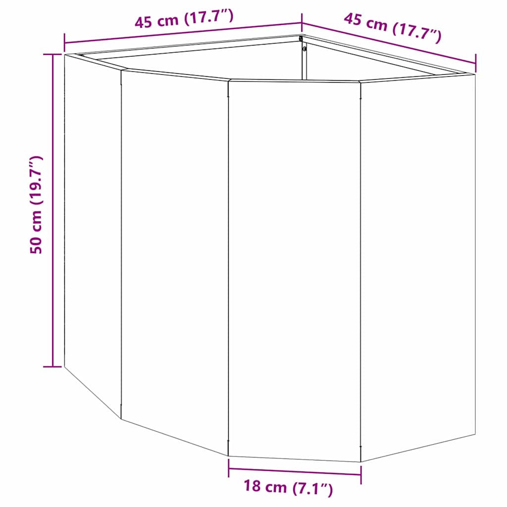Sarok virágtartó oliva zöld 45 x 45 x 50 cm acél