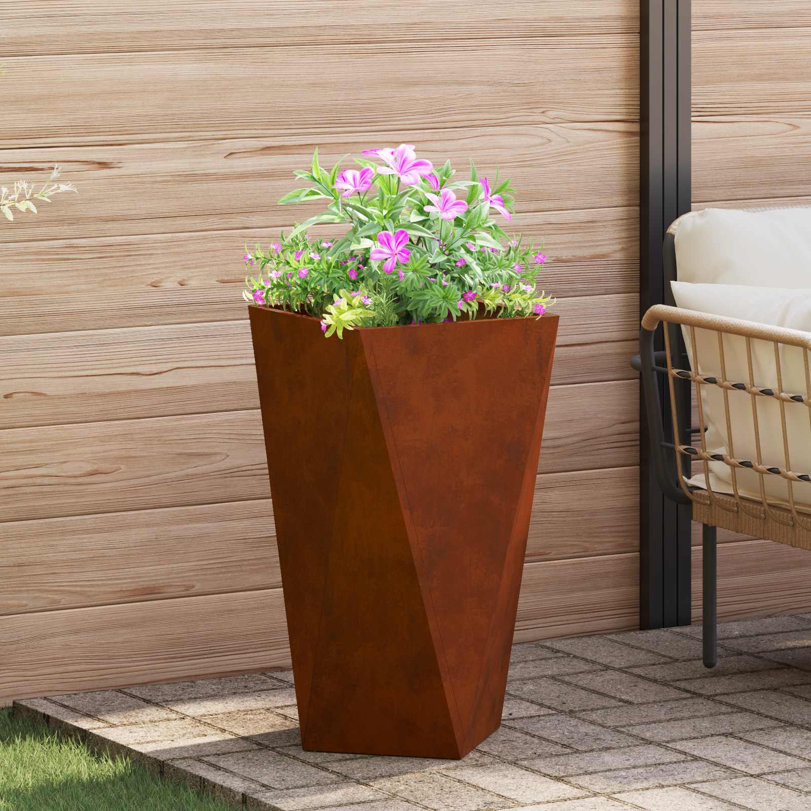 Növénytartó 2 pcs rozsdás 40 x 40 x 75 cm időjárásálló acél
