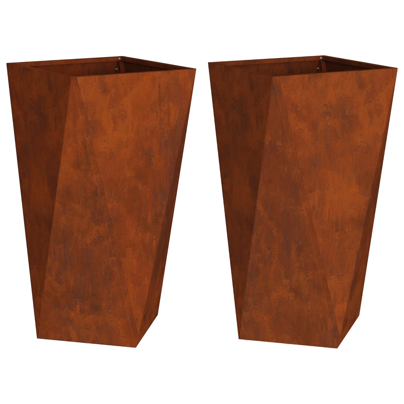 Növénytartó 2 pcs rozsdás 40 x 40 x 75 cm időjárásálló acél