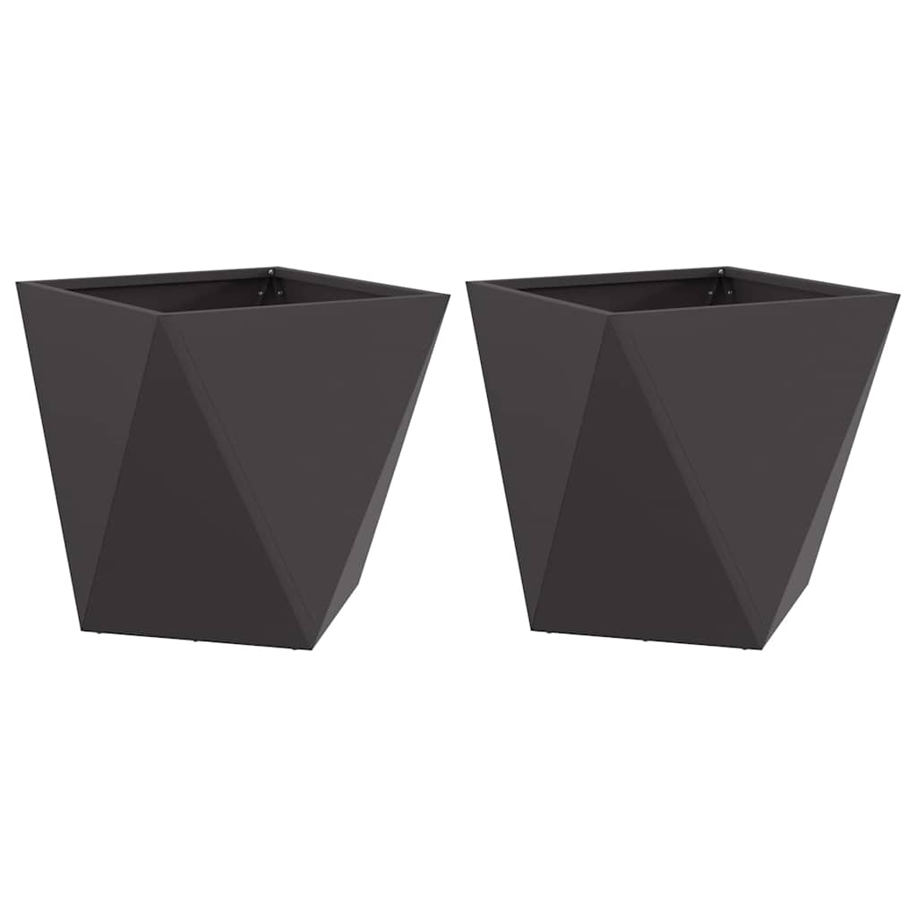 Növénytartó 2 pcs fekete 50 x 50 x 50 cm acél