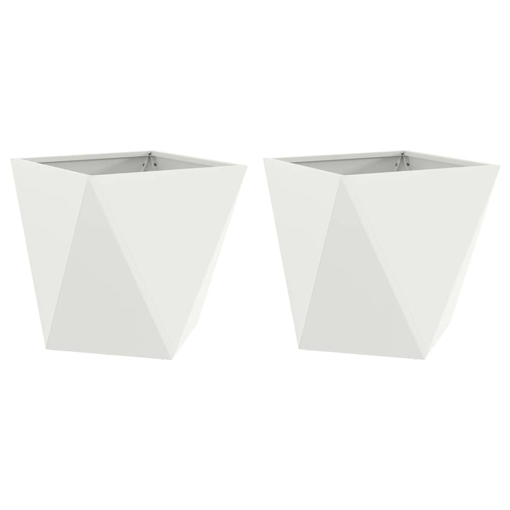 Növénytartó 2 pcs fehér 50 x 50 x 50 cm acél