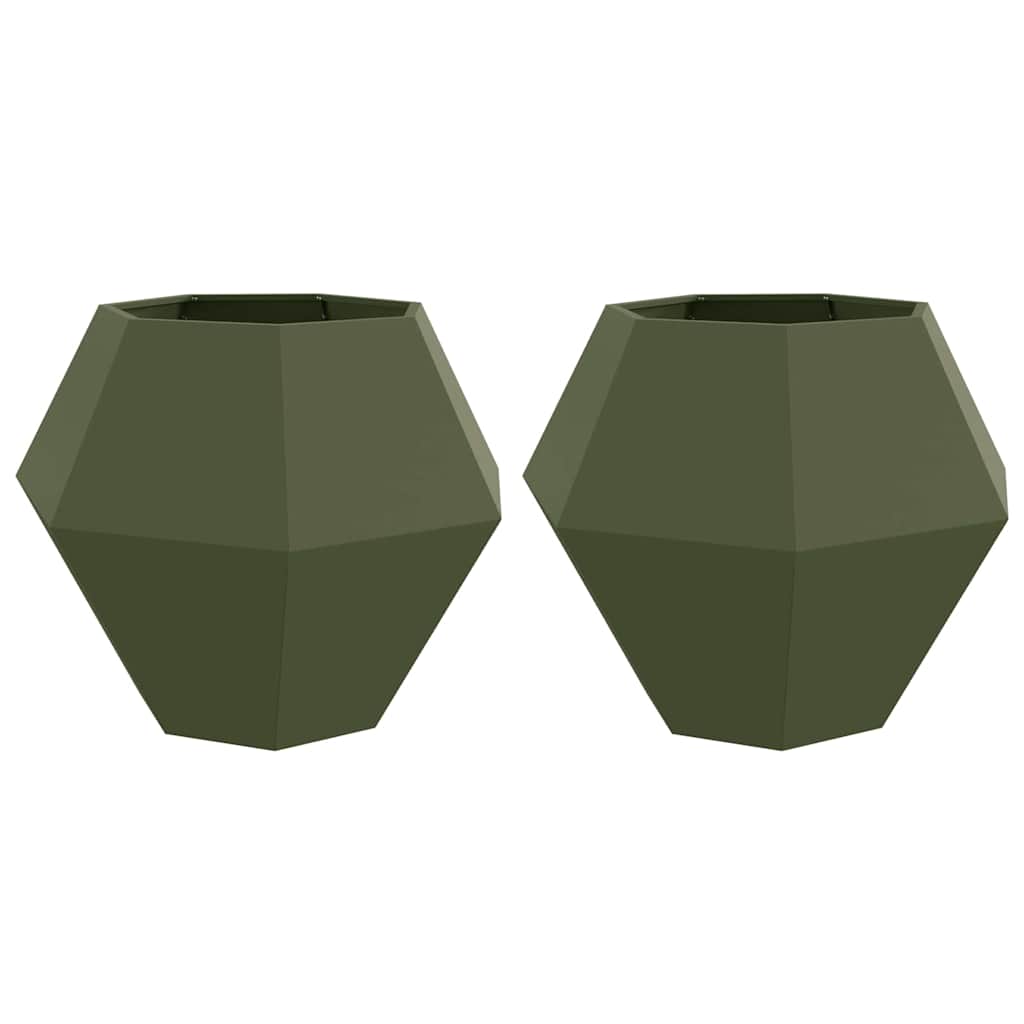 Növénytartó 2 pcs olajzöld 100 x 100 x 80 cm acél