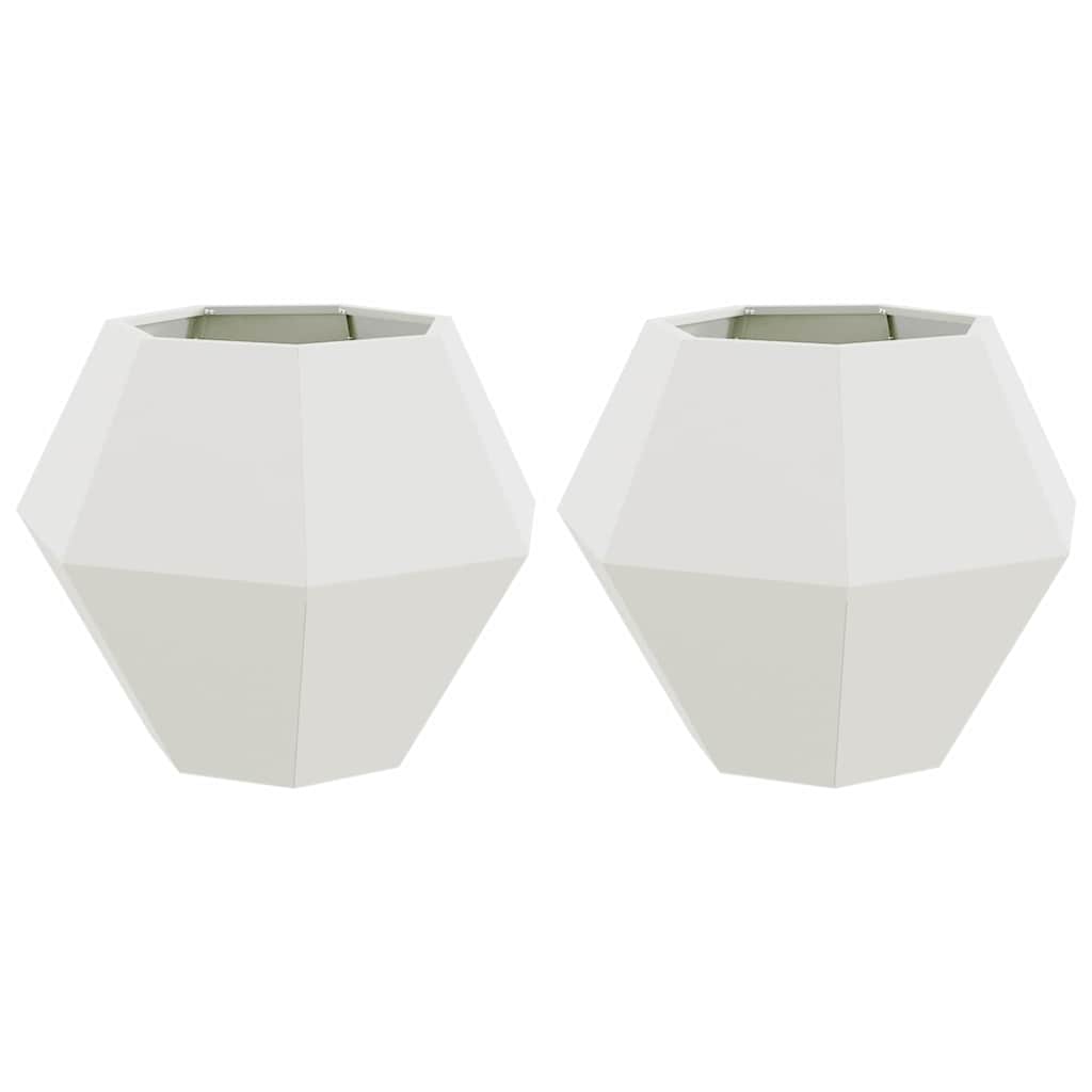 Növénytartó 2 pcs fehér 75 x 75 x 60 cm acél