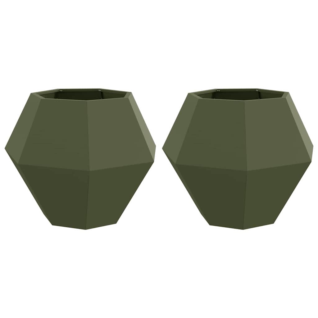 Növénytartó 2 pcs olajzöld 75 x 75 x 60 cm acél