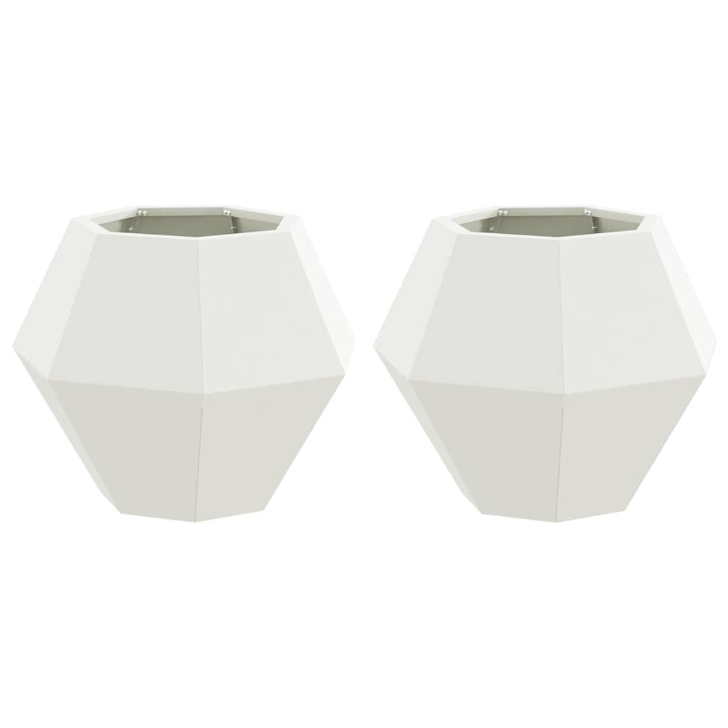 Növénytartó 2 pcs fehér 50 x 50 x 40 cm acél