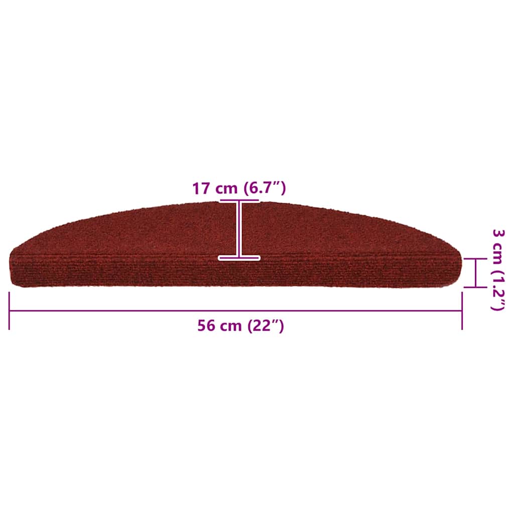 20 db öntapadós lépcsőszőnyeg 56 x 17 x 3 cm bordói félkör alakú