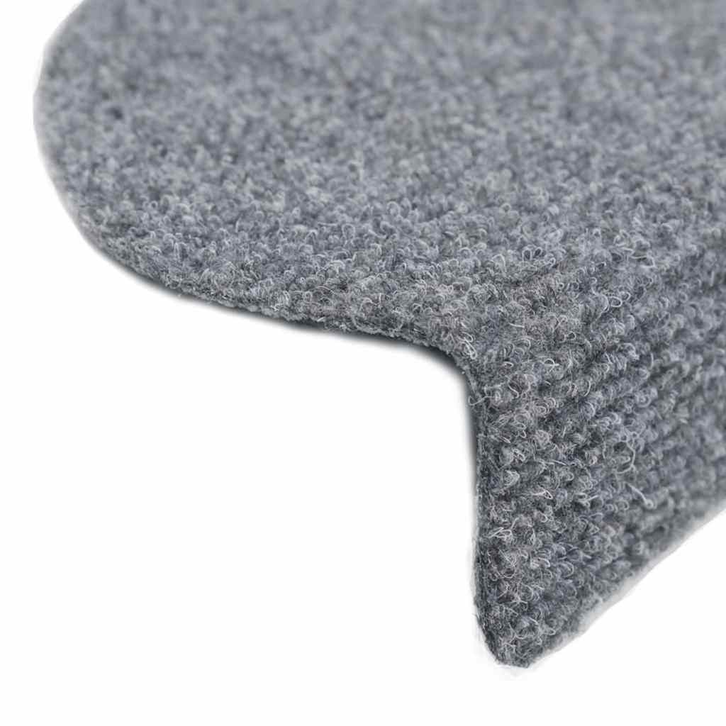 30 db öntapadós lépcsőszőnyeg, 56 x 17 x 3 cm, világosszürke, félkör alakú