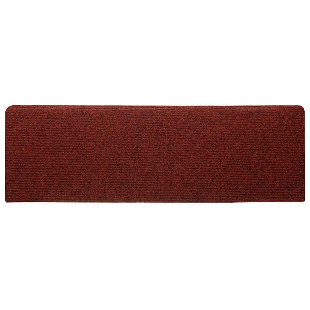 30 db öntapadós lépcsőszőnyeg, 65 x 21 x 4 cm, bordói piros, téglalap alakú széllel
