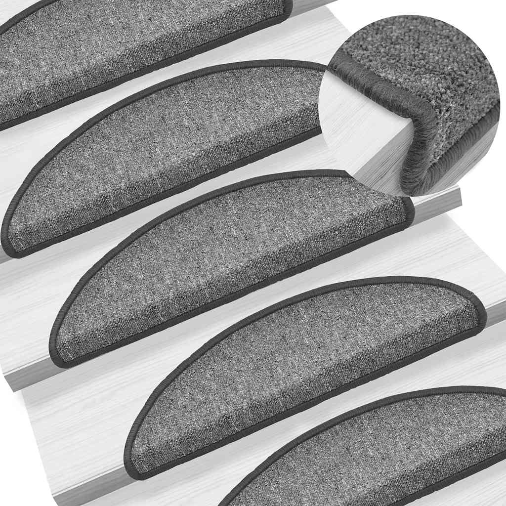 30 db sötétszürke félkör alakú lépcsőszőnyeg 56 x 17 x 3 cm