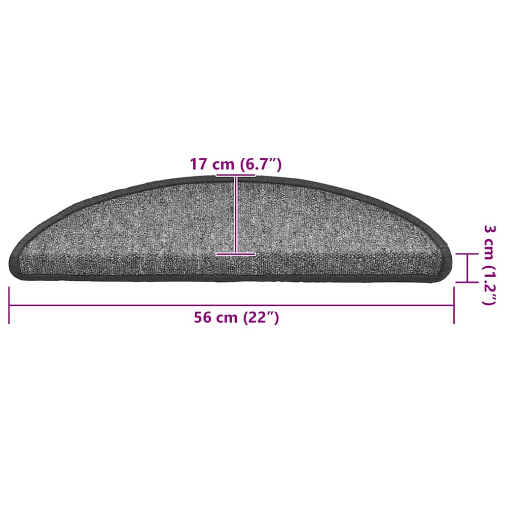 30 db sötétszürke félkör alakú lépcsőszőnyeg 56 x 17 x 3 cm