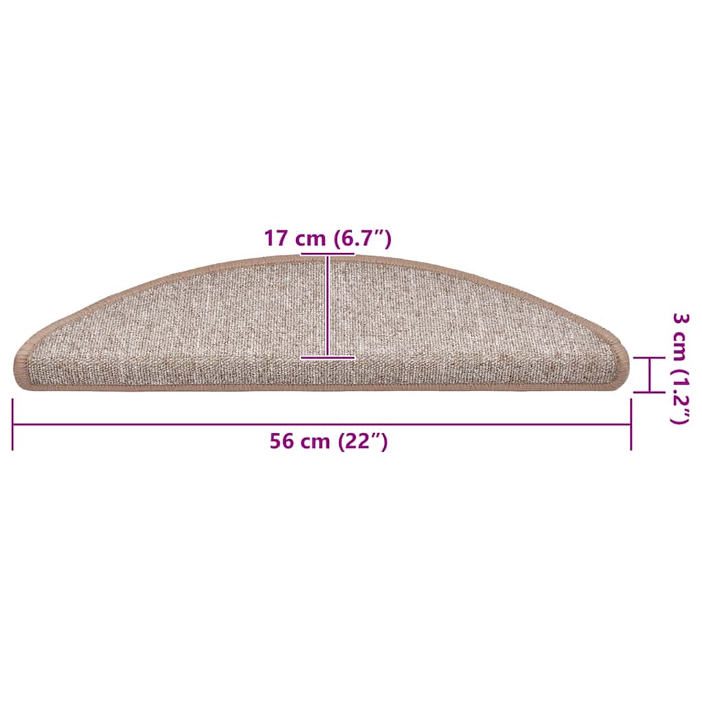 30 db világosbarna félkör alakú lépcsőszőnyeg 56 x 17 x 3 cm