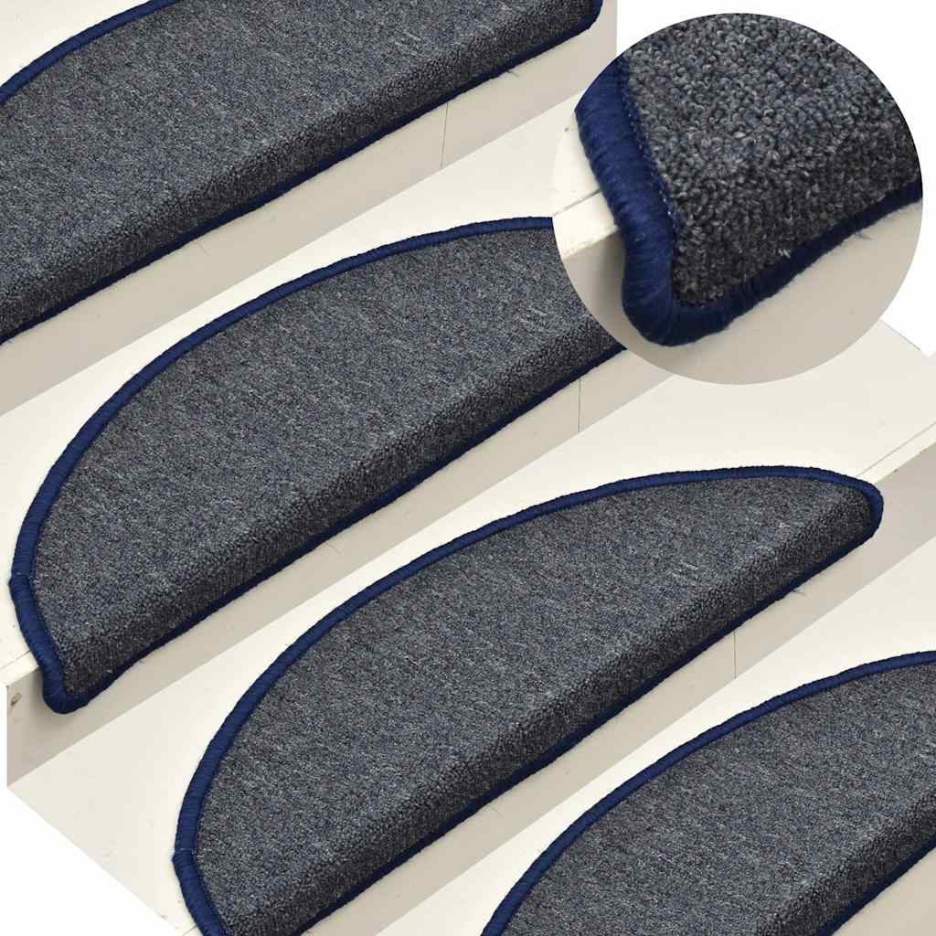 30 db sötétszürke és kék félkör alakú lépcsőszőnyeg 56 x 17 x 3 cm