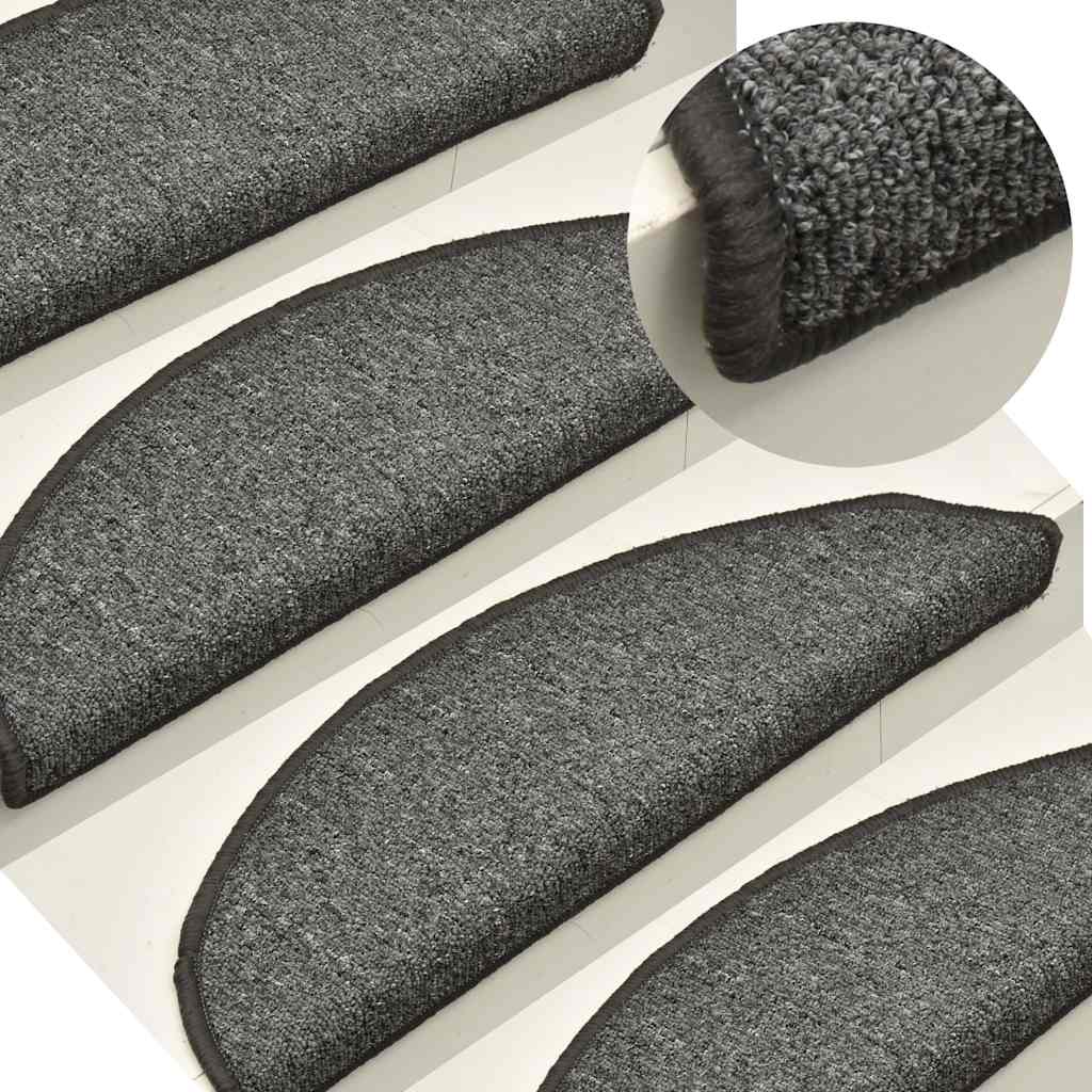 30 db sötétszürke félkör alakú lépcsőszőnyeg 56 x 17 x 3 cm