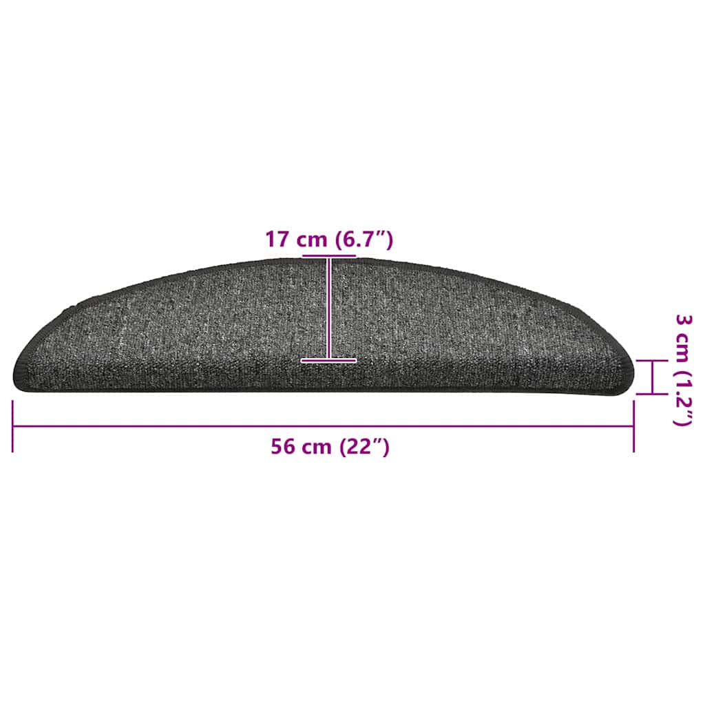 30 db sötétszürke félkör alakú lépcsőszőnyeg 56 x 17 x 3 cm