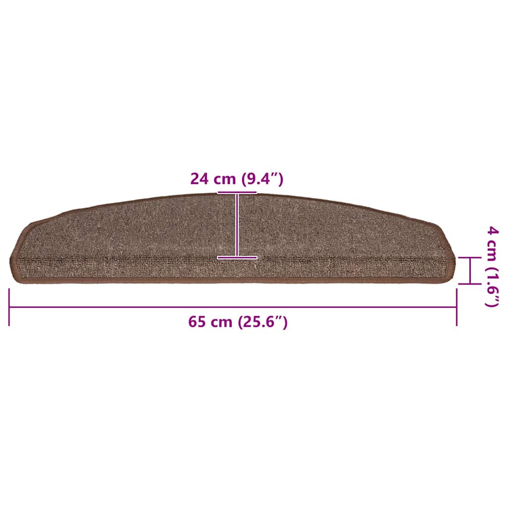 30 db-os lépcsőszőnyegek 65 x 24 x 4 cm kávébarna félkör alakú nagyméretű