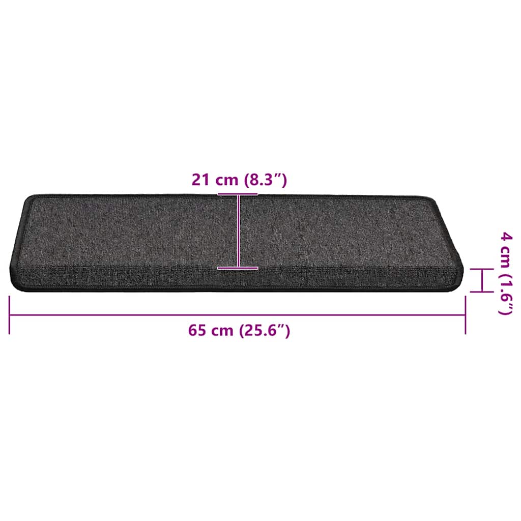 30 db lépcsőszőnyeg 65 x 21 x 4 cm antracit téglalap alakú széllel