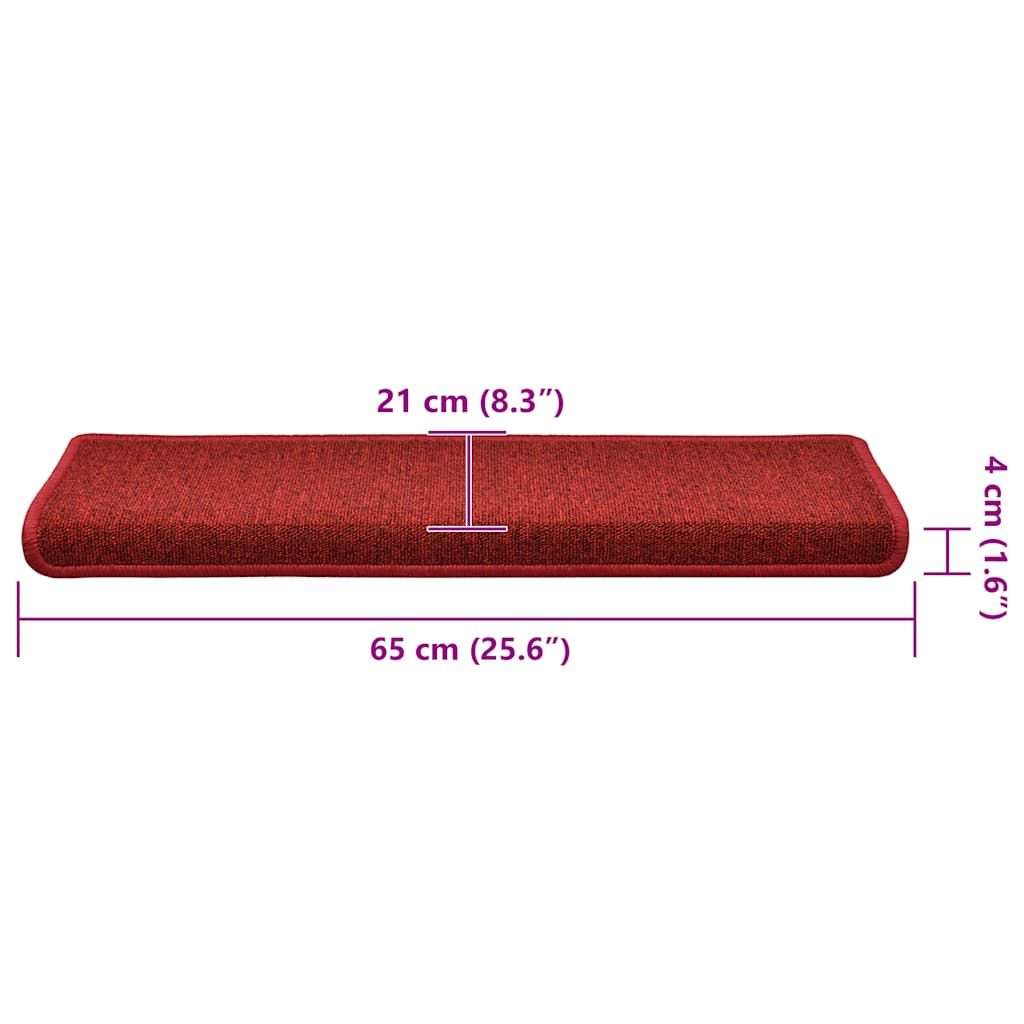 30 db lépcsőszőnyeg 65 x 21 x 4 cm piros téglalap alakú széllel