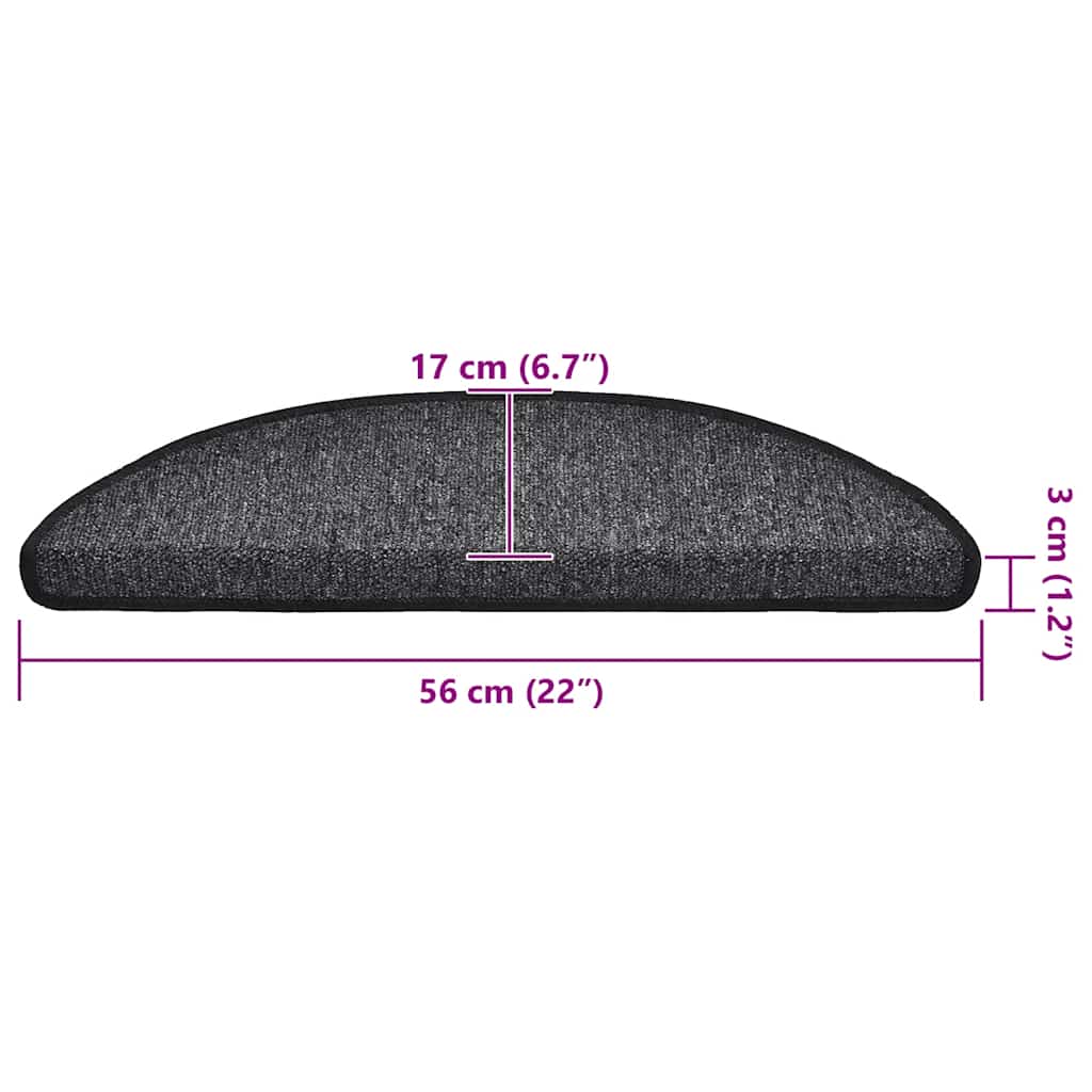 20 db antracitszürke félkör alakú lépcsőszőnyeg 56 x 17 x 3 cm