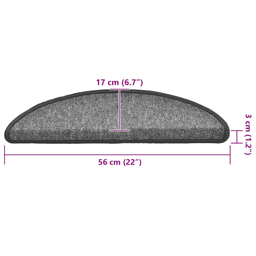 20 db sötétszürke félkör alakú lépcsőszőnyeg 56 x 17 x 3 cm