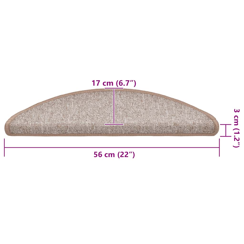 20 db világosbarna félkör alakú lépcsőszőnyeg 56 x 17 x 3 cm