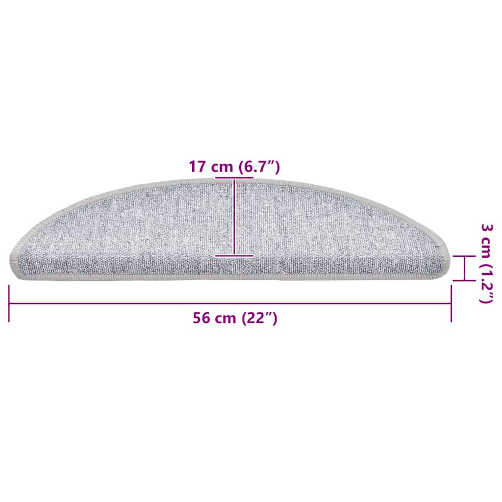 20 db világosszürke félkör alakú lépcsőszőnyeg 56 x 17 x 3 cm