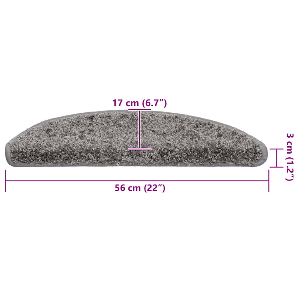 30 db szürke félkör alakú lépcsőszőnyeg 56 x 17 x 3 cm