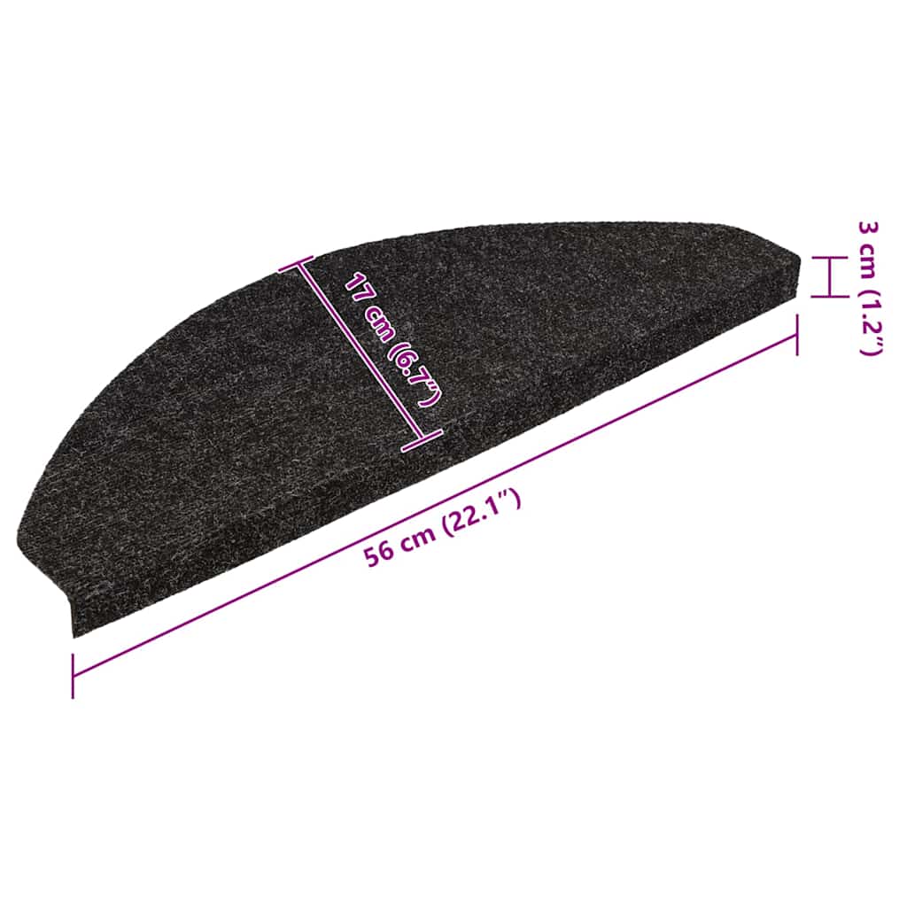 20 db fekete öntapadó lépcsőszőnyeg 56 x 17 x 3 cm