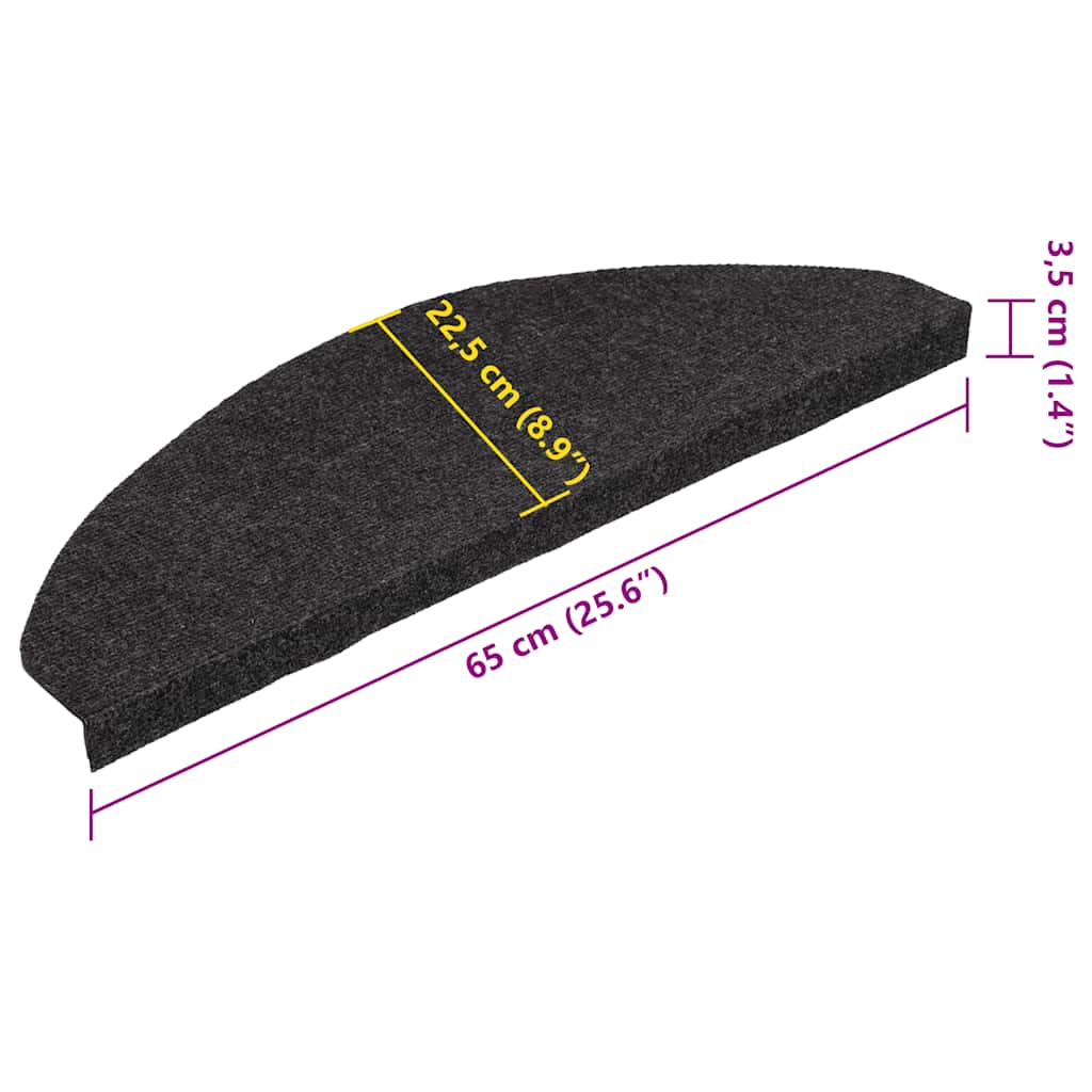 20 db fekete öntapadó lépcsőszőnyeg 65 x 22,5 x 3,5 cm
