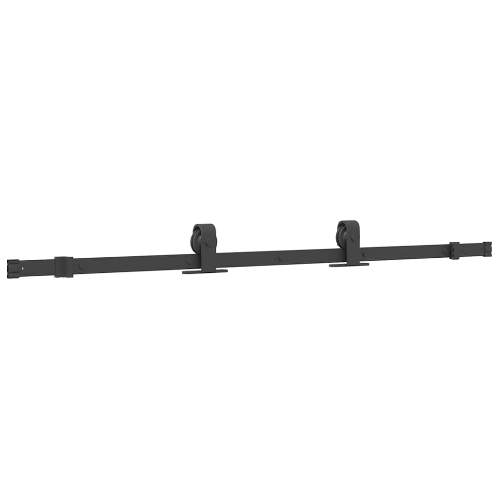 Fekete esg üveg tolóajtó fémszerelvény-szettel 90x205 cm