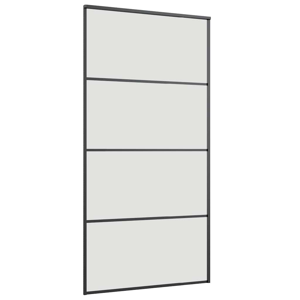 Fekete esg üveg tolóajtó fémszerelvény-szettel 102,5x205 cm