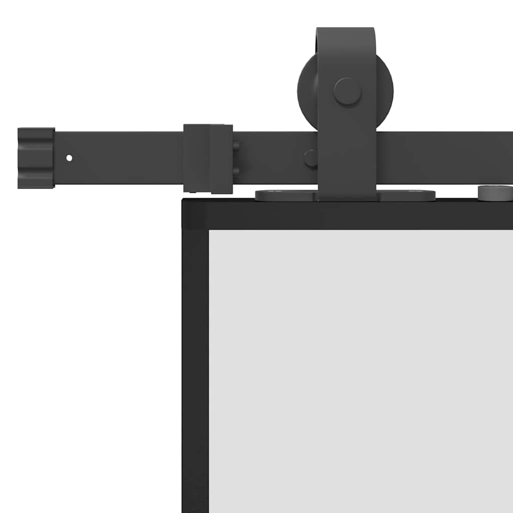 Fekete esg üveg tolóajtó fémszerelvény-szettel 102,5x205 cm