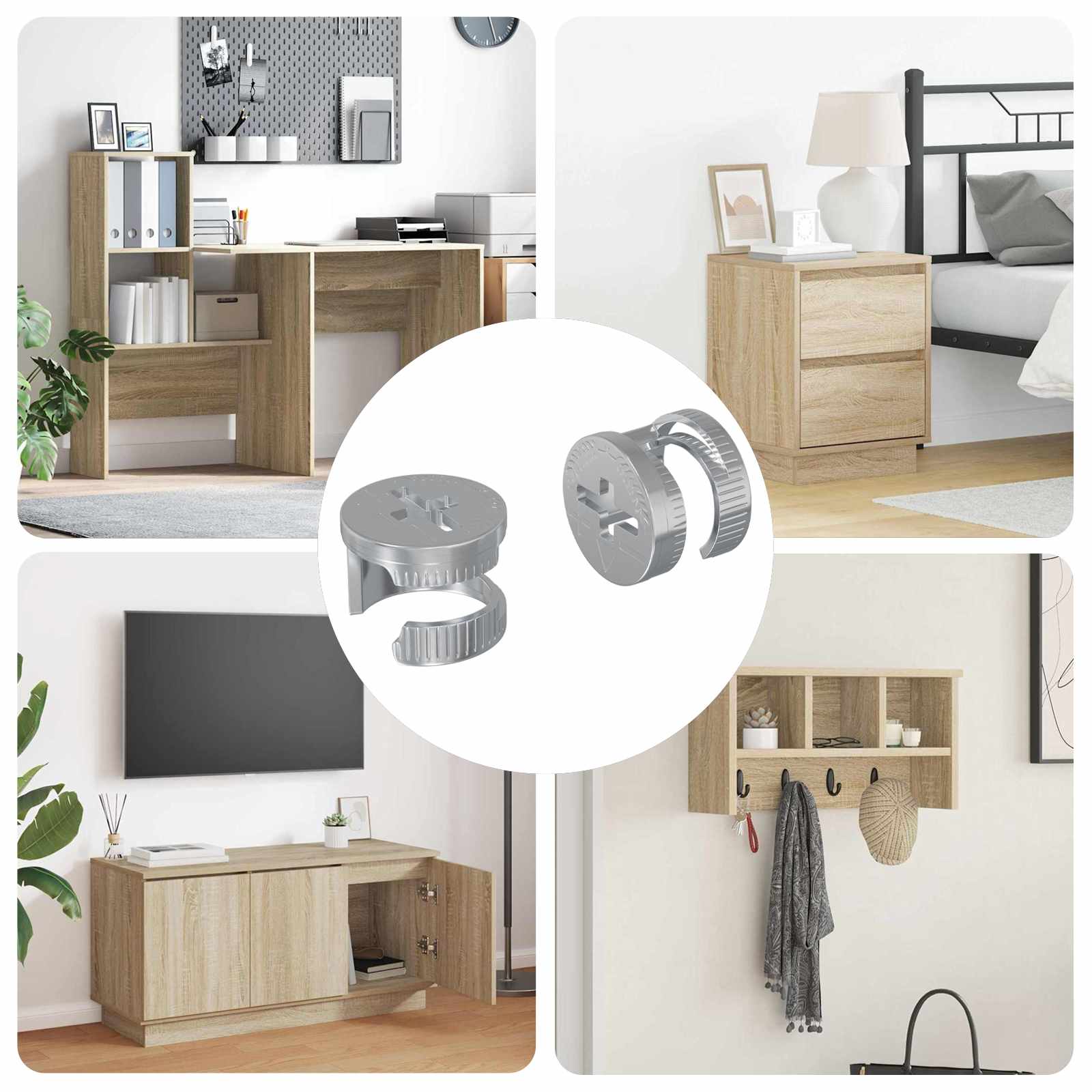 Cam zár anyák 2 pcs ezüst 12 x 10 mm acél