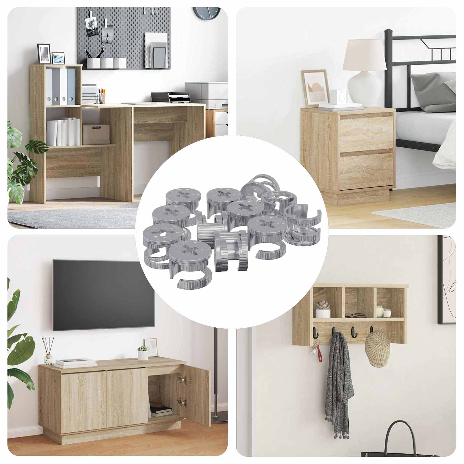 Cam zár anyák 12 pcs ezüst 15 x 11,5 mm acél