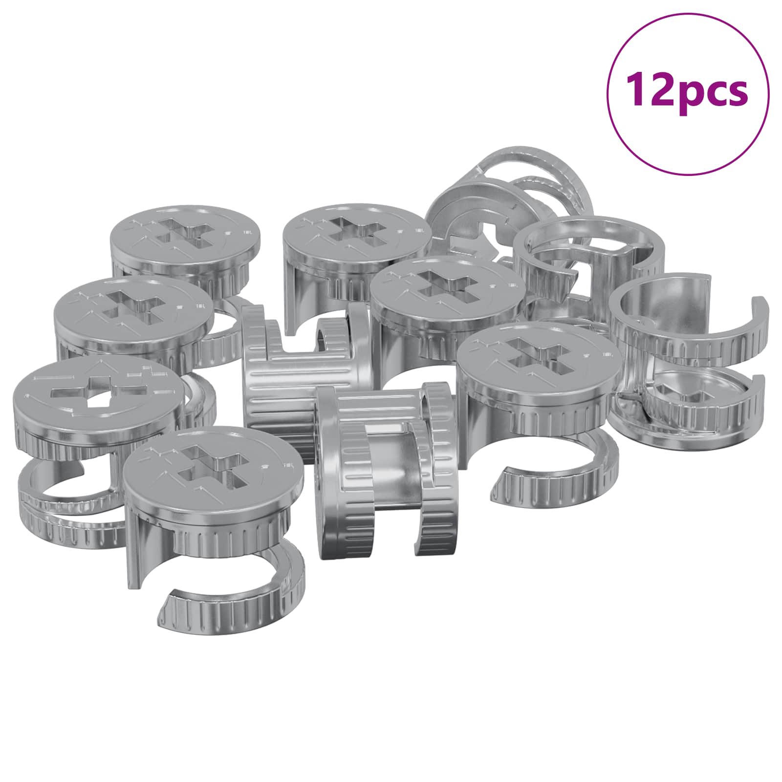 Cam zár anyák 12 pcs ezüst 15 x 11,5 mm acél