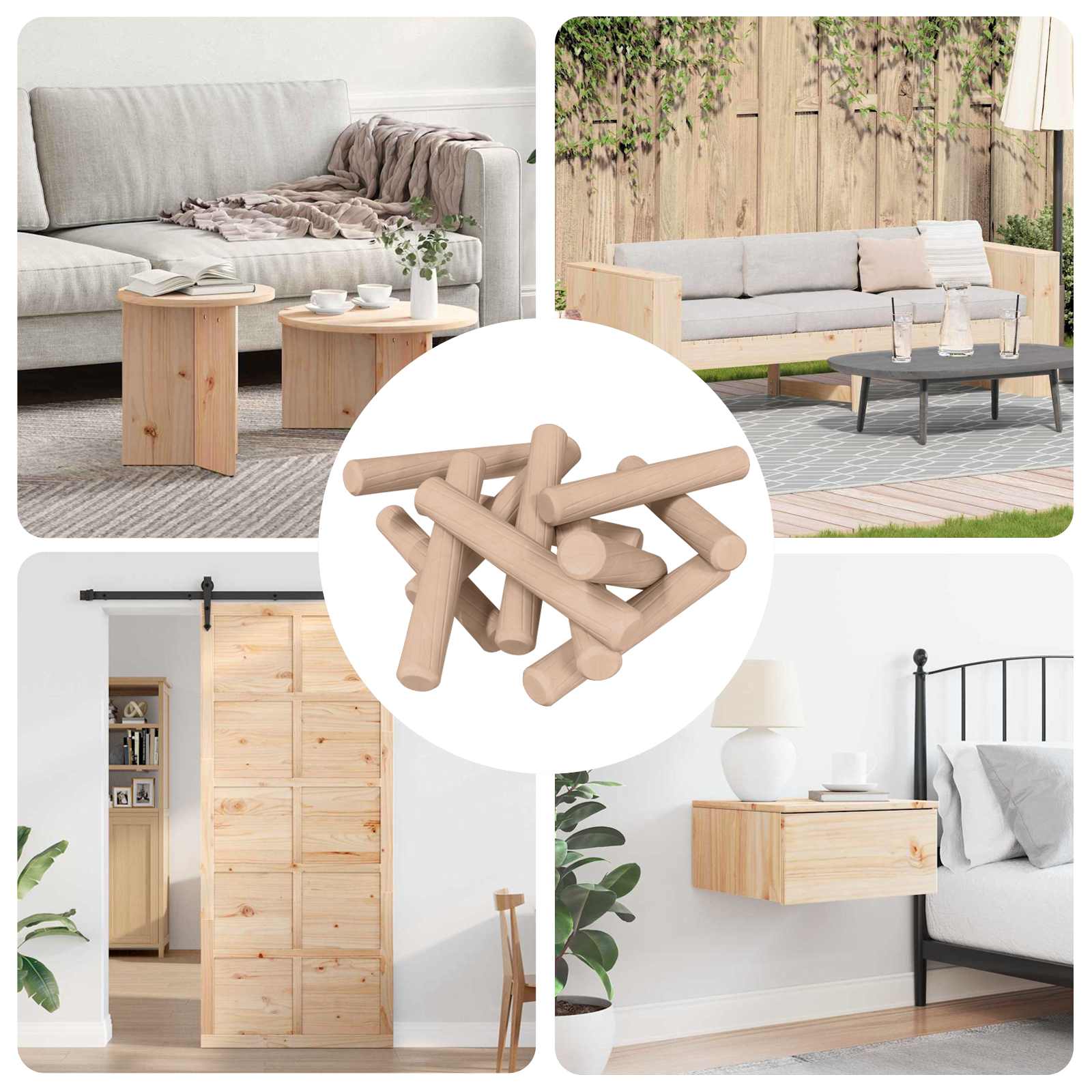 Fa dübelek 24000 pcs barna tömör fa