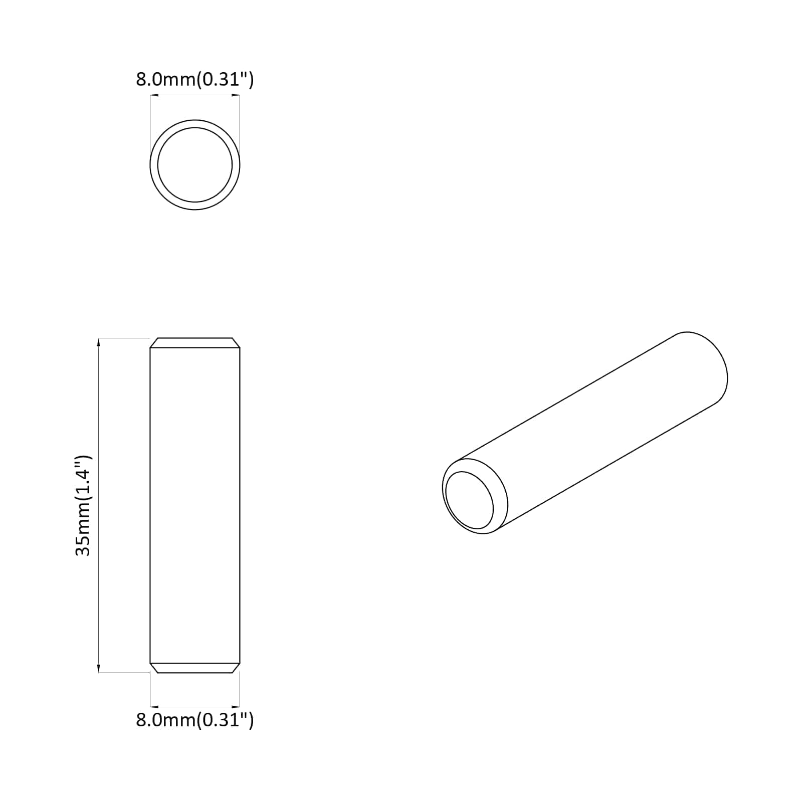 Fa dübelek 2 pcs barna ø8 x 35 mm tömör fa