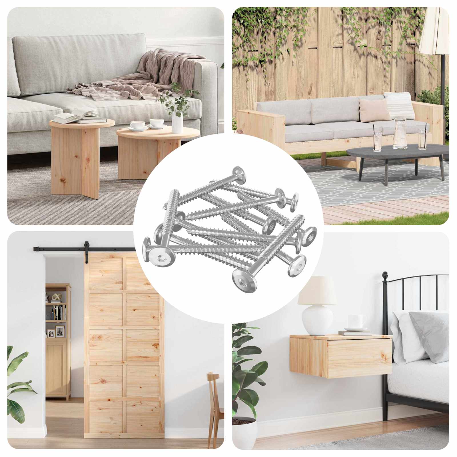 Fa csavarok 1350 pcs ezüst acél