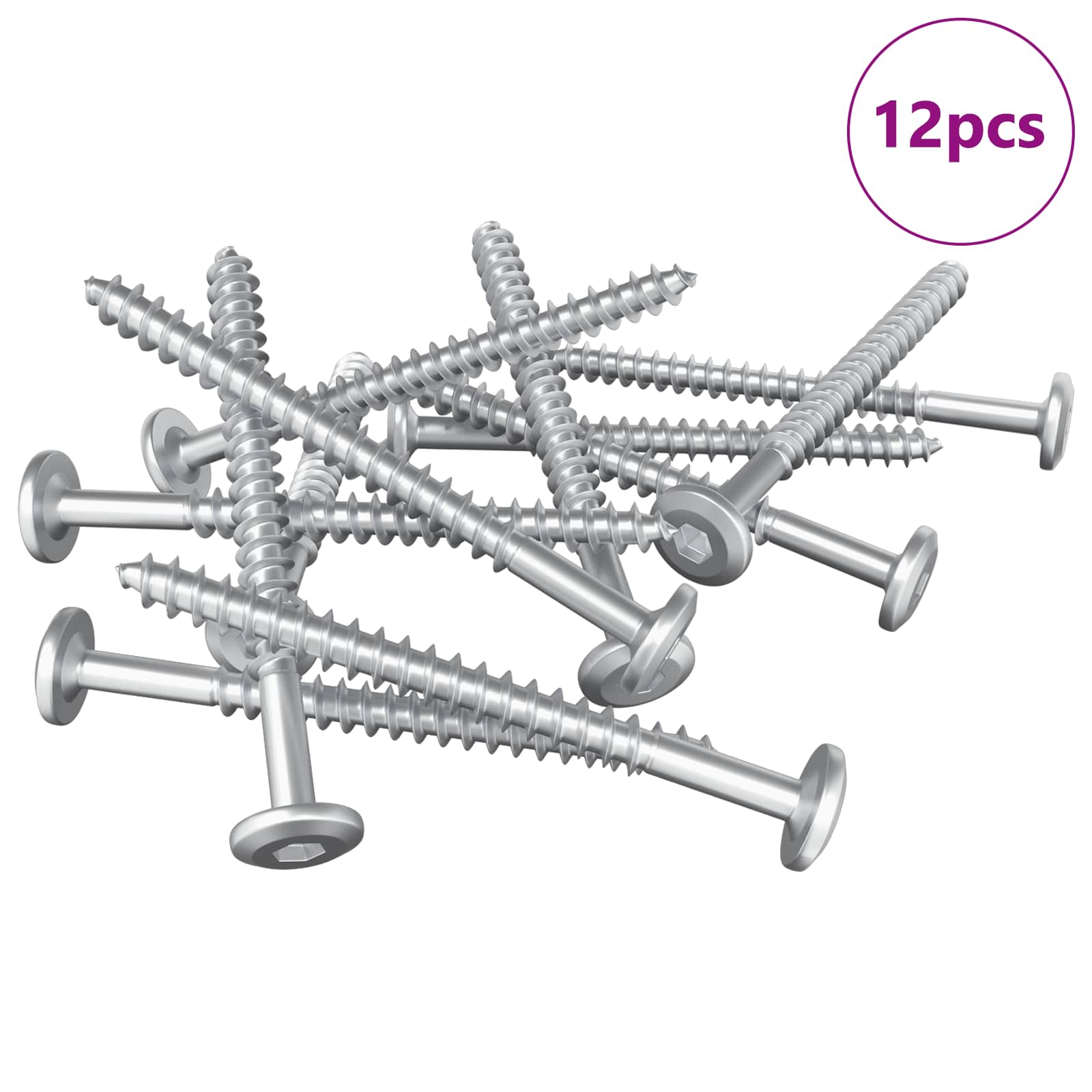 Fa csavarok 12 pcs ezüst m6 x 70 mm acél