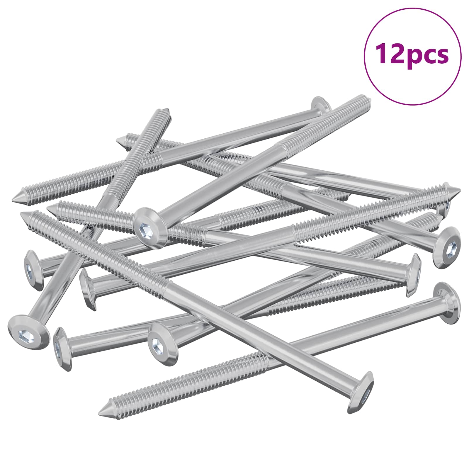 Bútorcsavarok 12 pcs ezüst m6 x 100 mm acél